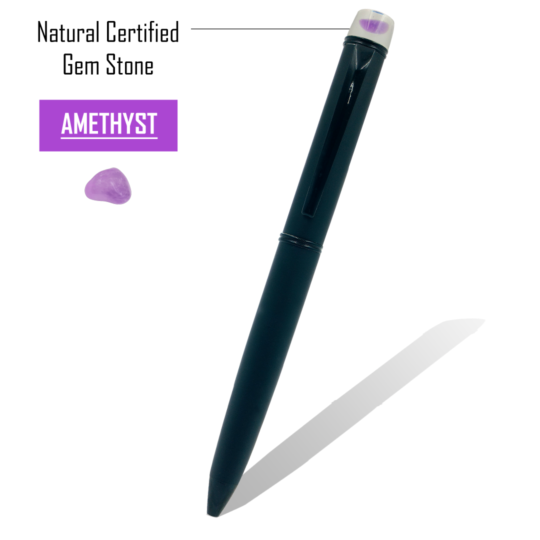 DIAMANTE CERTIFIED NATURAL AMETHST GEMSTONE PEN